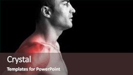  Presentation with shoulder pain - Colorful PPT theme enhanced with man suffering with shoulder pain backdrop and a tawny brown colored foreground