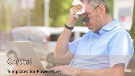  Presentation with heat - Slide deck featuring man-suffers-from-heat background and a coral colored foreground