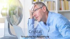  Presentation with heat - Beautiful PPT layouts featuring man-suffers-from-heat backdrop and a light blue colored foreground