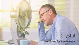  Presentation with heat and thermodynamics - Slide deck featuring man-suffers-from-heat background and a light blue colored foreground