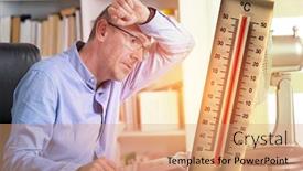  Presentation with heat - PPT layouts with man-suffers-from-heat background and a coral colored foreground