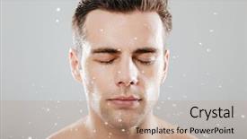  Presentation with water droplet drops on plant - Beautiful slides featuring man surrounded by water drops backdrop and a coral colored foreground