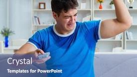  Presentation with bad behaviour classroom - PPT layouts with man-sweating-excessively-smelling-bad background and a teal colored foreground