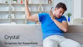  Presentation with bad - Slides enhanced with man sweating excessively smelling bad background and a  colored foreground