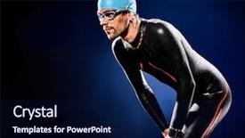  Presentation with ironman - Presentation theme having man swimmer swimming triathlon ironman background and a navy blue colored foreground