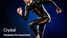  Presentation with triathlon - Theme featuring man swimmer swimming triathlon ironman background and a navy blue colored foreground