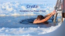  Presentation with ice - Presentation consisting of man swimming in an ice background and a light blue colored foreground