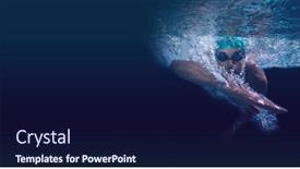  Presentation with deep blue - Audience pleasing slides consisting of man-swimming-in-deep-blue backdrop and a navy blue colored foreground