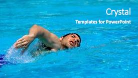  Presentation with water sports - PPT theme enhanced with man swimming in pool water background and a teal colored foreground
