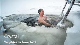  Presentation with lake ice - Amazing presentation design having man swimming in the ice backdrop and a gray colored foreground