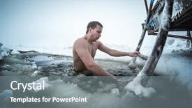  Presentation with lake ice - Presentation design with man swimming in the ice background and a  colored foreground