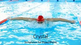  Presentation with professional tennis player athlete man - Presentation theme enhanced with man swimming in the pool background and a arctic colored foreground