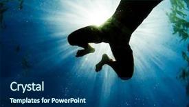  Presentation with shining - Audience pleasing PPT layouts consisting of man swimming in the sea with sunbeams shining through seen from below backdrop and a ocean colored foreground