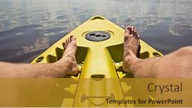  Presentation with nautre lake - PPT theme with man-swims-on-a-kayak background and a gold colored foreground