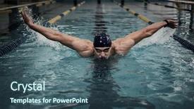  Presentation with swim - Colorful PPT layouts enhanced with man swims using breaststroke technique backdrop and a ocean colored foreground