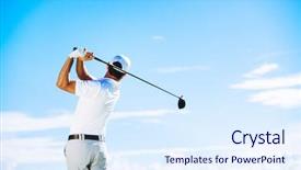  Presentation with club - Presentation having man swinging golf club background and a sky blue colored foreground