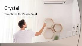  Presentation with conditioner - PPT layouts having man switching on air conditioner background and a  colored foreground