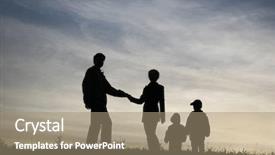  Presentation with children silhouette - Presentation design enhanced with man take woman with two children silhouette background and a coral colored foreground