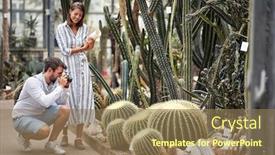  Presentation with botanical garden - Cool new presentation theme with man-taking-a-photo backdrop and a coral colored foreground