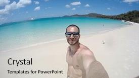  Presentation with queensland - Presentation having man taking a selfie in whitsundays queensland australia background and a lemonade colored foreground