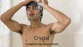  Presentation with greeiting show man - Slides having man taking a shower background and a coral colored foreground