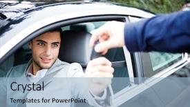  Presentation with sharing - Theme with man taking car key background and a light blue colored foreground