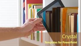  Presentation with modern - PPT theme consisting of man-taking-modern-ebook-reader background and a tawny brown colored foreground