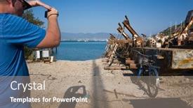  Presentation with old photo - Amazing theme having man-taking-photo-of-aged backdrop and a coral colored foreground