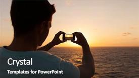  Presentation with sunset - Slide set featuring man taking picture of beautiful background and a dark gray colored foreground