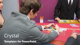  Presentation with casino - Cool new presentation theme with man taking the pot in poker game at casino backdrop and a gray colored foreground