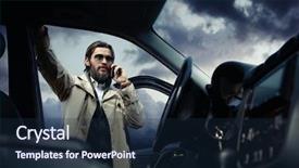  Presentation with ancient egyptian man - Slide set having man talking on the mobilephone background and a navy blue colored foreground