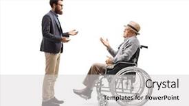  Presentation with elderly ladies beauty shop - Slide set consisting of man talking to an elderly background and a  colored foreground