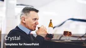  Presentation with craft beer - PPT theme featuring man-tasting-craft-beer background and a dark gray colored foreground
