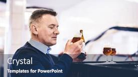  Presentation with craft beer - Slide set with man-tasting-craft-beer background and a ocean colored foreground