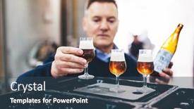  Presentation with craft beer - PPT theme with man-tasting-craft-beer background and a ocean colored foreground