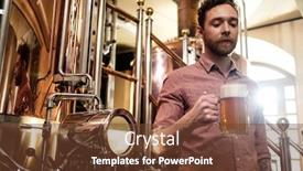  Presentation with brewery - Presentation theme enhanced with man tasting fresh beer in a brewery background and a tawny brown colored foreground