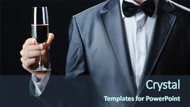 Presentation with wine tasting - PPT theme featuring man tasting wine in glass background and a ocean colored foreground