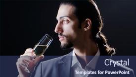  Presentation with wine tasting - Colorful PPT layouts enhanced with man tasting wine in glass backdrop and a ocean colored foreground