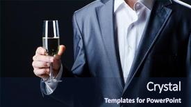  Presentation with wine tasting - Cool new slide deck with man tasting wine in glass backdrop and a navy blue colored foreground