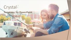  Presentation with teaching - Amazing PPT theme having man-teaching-his-girlfriend backdrop and a cream colored foreground