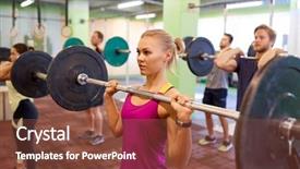  Presentation with elderly people exercise patient training - PPT layouts with man team - fitness sport training exercising background and a tawny brown colored foreground