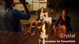  Presentation with bonfire - Theme having man-tells-a-scary-story background and a wine colored foreground