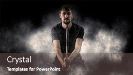  Presentation with tennis - Slide set consisting of man tennis player in action during game background and a dark gray colored foreground