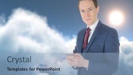  Presentation with clouds - Colorful presentation enhanced with man-texting-in-clouds backdrop and a light blue colored foreground