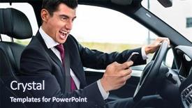  Presentation with driving - Beautiful presentation theme featuring man texting while driving angrily backdrop and a  colored foreground