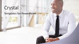  Presentation with generation and african american culture - Theme enhanced with man thinking - african american businessman looking away background and a light gray colored foreground