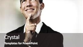  Presentation with business abstract - PPT theme enhanced with man thinking against an abstract background and a dark gray colored foreground