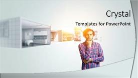  Presentation with seeking - Audience pleasing presentation design consisting of man thinking and seeking new backdrop and a  colored foreground