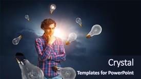  Presentation with seeking - Presentation consisting of man thinking and seeking new background and a navy blue colored foreground