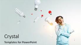  Presentation with seeking - Beautiful presentation design featuring man thinking and seeking new backdrop and a light gray colored foreground